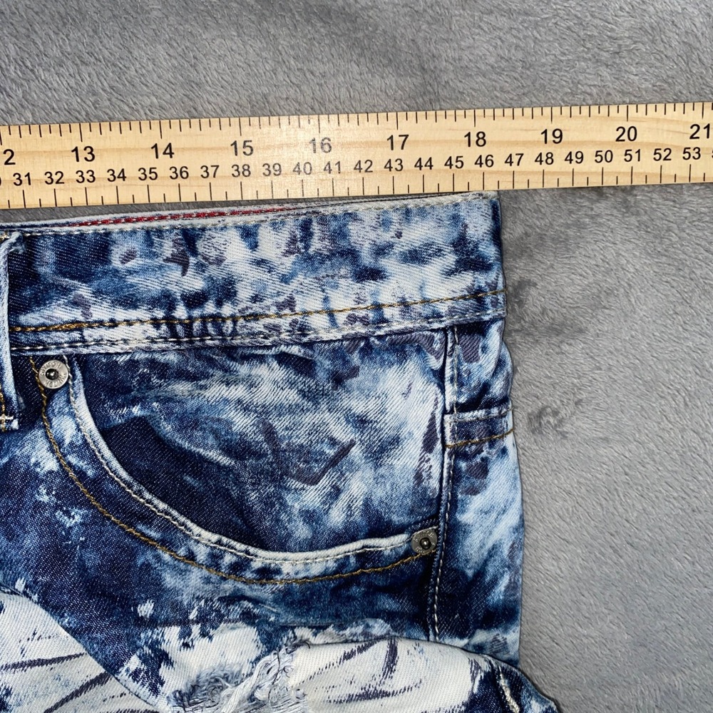 Switch Remarkable Jeans Mens 34x30 Blue Acid Wash Distressed Straight Streetwear - Picture 4 of 11